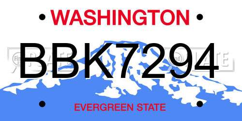 BBK7294 Washington License Plate