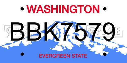 BBK7579 Washington License Plate