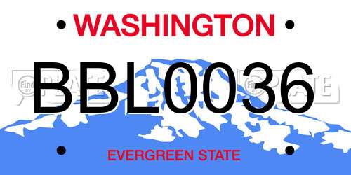 BBL0036 Washington License Plate