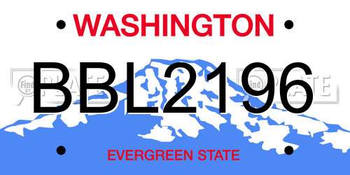 BBL2196 Washington License Plate