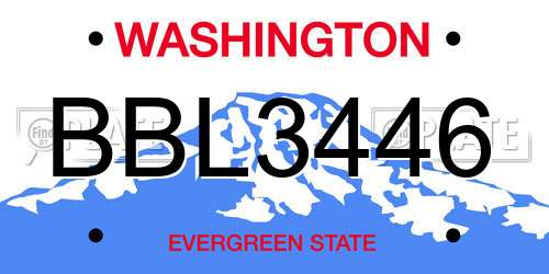 BBL3446 Washington License Plate