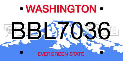 BBL7036 Washington License Plate