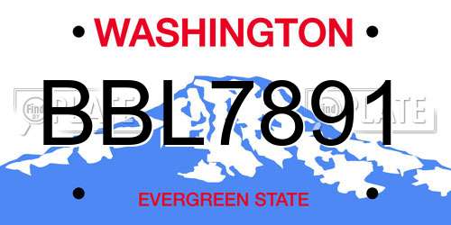 BBL7891 Washington License Plate