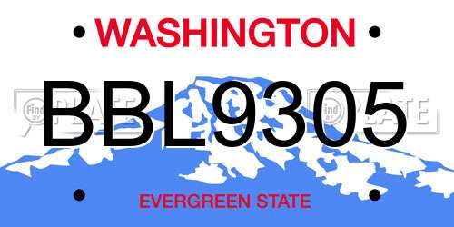 BBL9305 Washington License Plate