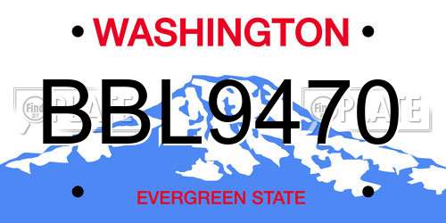 BBL9470 Washington License Plate