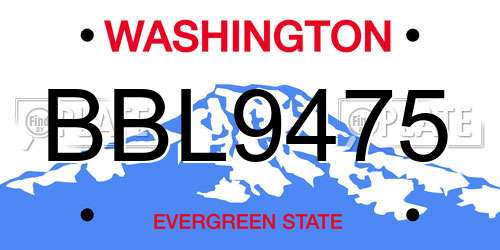 BBL9475 Washington License Plate