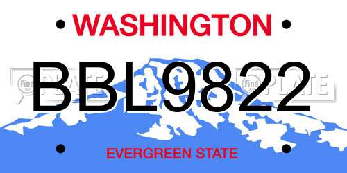 BBL9822 Washington License Plate