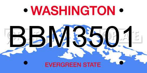 BBM3501 Washington License Plate