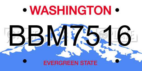 BBM7516 Washington License Plate