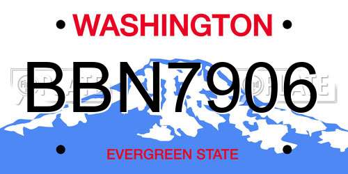 BBN7906 Washington License Plate