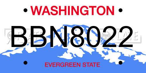 BBN8022 Washington License Plate