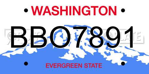 BBO7891 Washington License Plate