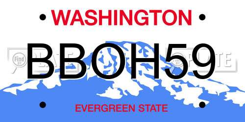 BBOH59 Washington License Plate