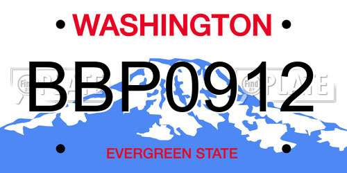 BBP0912 Washington License Plate