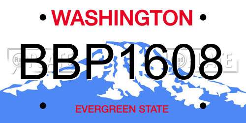 BBP1608 Washington License Plate