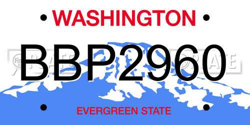BBP2960 Washington License Plate