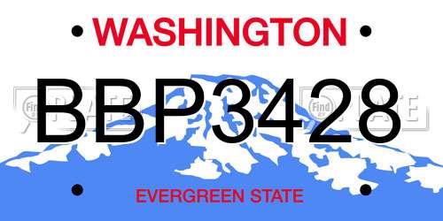 BBP3428 Washington License Plate