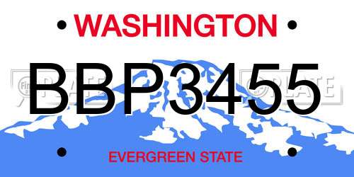 BBP3455 Washington License Plate