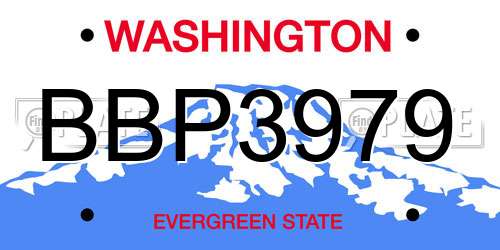 BBP3979 Washington License Plate