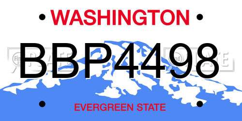 BBP4498 Washington License Plate