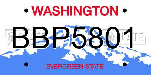 BBP5801 Washington License Plate