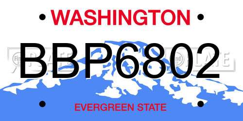 BBP6802 Washington License Plate