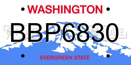 BBP6830 Washington License Plate