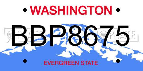 BBP8675 Washington License Plate