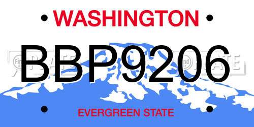 BBP9206 Washington License Plate