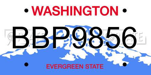 BBP9856 Washington License Plate