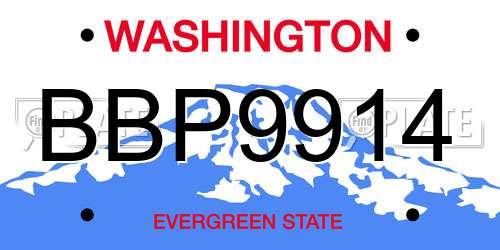 BBP9914 Washington License Plate