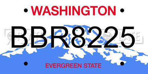 BBR8225 Washington License Plate
