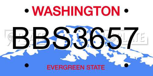 BBS3657 Washington License Plate