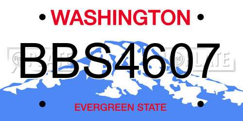BBS4607 Washington License Plate