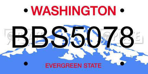 BBS5078 Washington License Plate