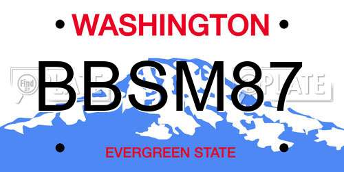 BBSM87 Washington License Plate