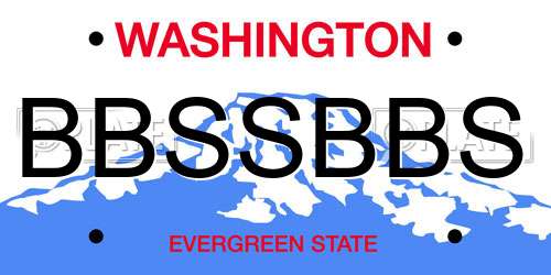 BBSSBBS Washington License Plate