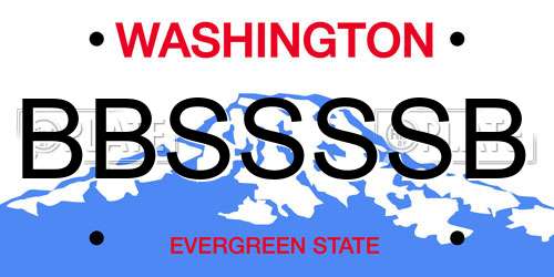 BBSSSSB Washington License Plate