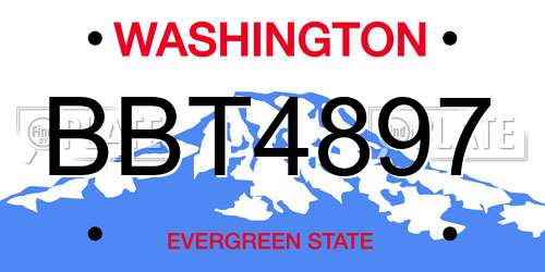 BBT4897 Washington License Plate