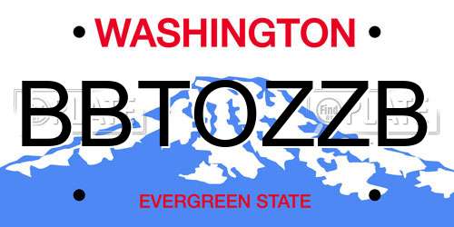 BBTOZZB Washington License Plate