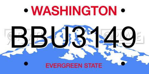 BBU3149 Washington License Plate