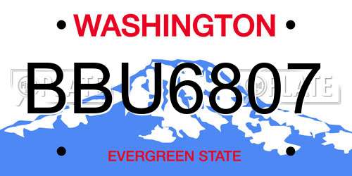 BBU6807 Washington License Plate