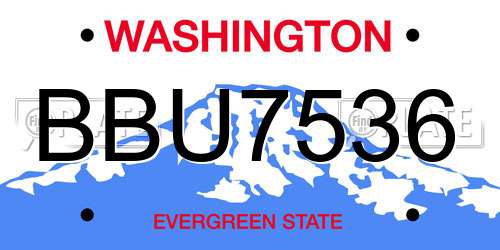 BBU7536 Washington License Plate