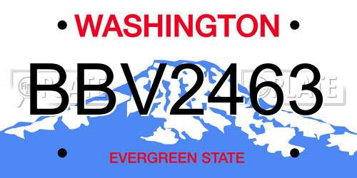 BBV2463 Washington License Plate