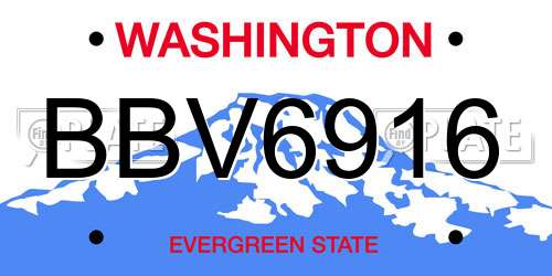 BBV6916 Washington License Plate
