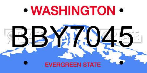 BBY7045 Washington License Plate