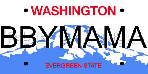 BBYMAMA Washington License Plate