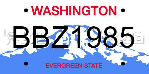 BBZ1985 Washington License Plate