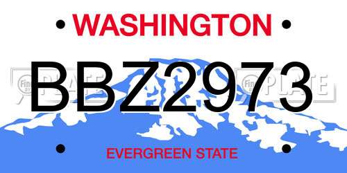 BBZ2973 Washington License Plate