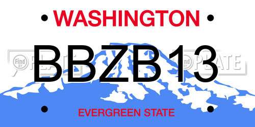 BBZB13 Washington License Plate